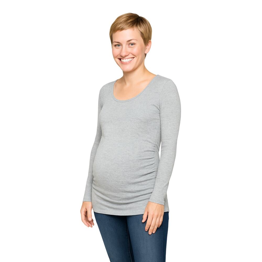Market & Spruce Alma Long Sleeve Maternity Top in Gray NWT Size XL